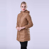 Gizmosy! Female Warm Winter Jacket Women Down Coat Thin 90% White Duck Down Parka Ultra-light Long Down Jacket Outwear BN011