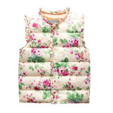 Girls Vests Children's Down Cotton Warm Vest Baby Girls Sweet Floral Waistcoat High Quality Kids Vest Outerwear 1-7 Years