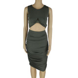 2018 Summer Women Two Piece Bodycon Dress 2 Piece Sets Outfits Cotton Sleeveless Sexy Two Piece Party Night Club Bandage Dresses