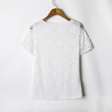 2018 Summer Women Sexy Floral Lace Slim Fitted Solid Blouses Shirts Ladies Elegant Casual Short Sleeve Tee Tops Blusas