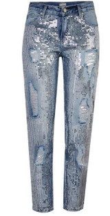 2018 Summer Women Loose High Waist Vintage Hole Jeans Woman Denim Sequins Jeans Pants Boyfriend Ripped Jeans For Women Trousers
