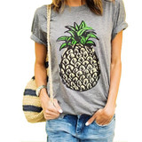 2018 Summer Women Korean style Fruit Print Pineapple Female T-shirt O-neck Casual Short Sleeve Female Top Tee Plus Size Clothing