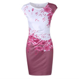 2018 Summer Women Fashion Dress Plus Size Sexy the Neck Print Elegant Sleeveless Formal Party Evening Pencil Mini Dresses