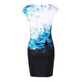 2018 Summer Women Fashion Dress Plus Size Sexy the Neck Print Elegant Sleeveless Formal Party Evening Pencil Mini Dresses