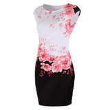 2018 Summer Women Fashion Dress Plus Size Sexy the Neck Print Elegant Sleeveless Formal Party Evening Pencil Mini Dresses