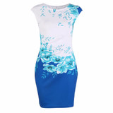 2018 Summer Women Fashion Dress Plus Size Sexy the Neck Print Elegant Sleeveless Formal Party Evening Pencil Mini Dresses