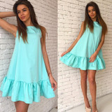 2018 Summer Women Dresses Casual Beach Party Chiffon Dress Ruffle Sleeveless Sundress Female Fashion Mini Sexy Dresses