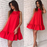 2018 Summer Women Dresses Casual Beach Party Chiffon Dress Ruffle Sleeveless Sundress Female Fashion Mini Sexy Dresses