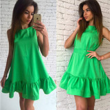 2018 Summer Women Dresses Casual Beach Party Chiffon Dress Ruffle Sleeveless Sundress Female Fashion Mini Sexy Dresses