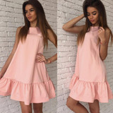 2018 Summer Women Dresses Casual Beach Party Chiffon Dress Ruffle Sleeveless Sundress Female Fashion Mini Sexy Dresses
