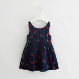 2018 Summer Toddler Girls Dress Casual Clothing Cherry Print Princess Baby Dress Cotton Backless Kids Vestidos Baby Girl Clothes