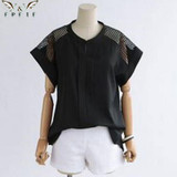 2018 Summer style women kimono blouses shirts cotton linen casual stitching Hollow tops plus size XXXXXL blusas blouse blusa
