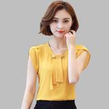 2018 Summer Solid Chiffon Blouse Shirt Women Tops Short Sleeve Shirt Women Ladies Office Blouses Fashion Blusas Chemise Femme