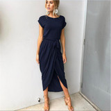 2018 Summer Short Sleeve Bodycon Party Dress Plus Size Sexy Women Long Maxi Boho Dress Elegant Female Boho Beach Midi Dress