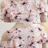 2018 Summer Print Floral Chiffon Blouse Women Off Shoulder Shirts Short Sleeve Blouses Casual Ladies Clothing Blusas Women Tops