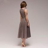2018 Summer New sleeveless women dress O-neck vestidos Women elegant thin dot printing Mid-Calf casual dress Female