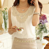 2018 summer new fashion O-neck women's clothing casual sexy sleeveless chiffon women blouse shirt white women tops blusas 036 30