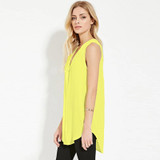 2018 Summer Loose sleeveless blouse Deep V Neck Chiffon Blouse of Women's Shirts Asymmetric Blouse Woman Plus Size 2018 Summer Loose sleeveless blouse Deep V Neck Chiffon Blouse of Women's Shirts Asymmetric Blouse Woman Plus Size