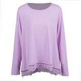 2018 Summer Hot Plus Size 3XL 4XL 5XL T Shirt Women Lace T-Shirt Long Sleeve Irregular Hem Oversize Tops Tee Casual Tunic female