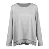 2018 Summer Hot Plus Size 3XL 4XL 5XL T Shirt Women Lace T-Shirt Long Sleeve Irregular Hem Oversize Tops Tee Casual Tunic female