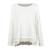 2018 Summer Hot Plus Size 3XL 4XL 5XL T Shirt Women Lace T-Shirt Long Sleeve Irregular Hem Oversize Tops Tee Casual Tunic female