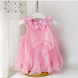 2018 Summer Girls Dress Toddler Girl Chiffon Birthday Party Dress Flowers Kids Sleeveless Dresses Infant Baby Clothes