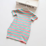 2018 Summer Girls Dress Cartoon Stripe Kids Dresses For Girl Clothes 2-7Y Children girl Vestidos Costume Roupas Infantis Menina