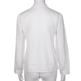 New 2018 Spring Women Blouse Fashion Vintage Female Casual Shirts White Solid Long Sleeves Tops Lapel Shirt Blusas Feminina