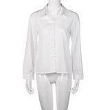 New 2018 Spring Women Blouse Fashion Vintage Female Casual Shirts White Solid Long Sleeves Tops Lapel Shirt Blusas Feminina