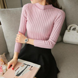 New 2018 spring winter women ladies slim fitting knitted turtleneck sweater top femme korean pullover clothes