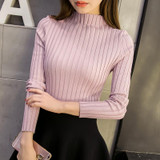 New 2018 spring winter women ladies slim fitting knitted turtleneck sweater top femme korean pullover clothes