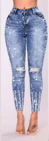 New 2018 Spring Summer Stretchy Blue Hole Ripped Jeans Woman Denim Pants Trousers For Women Pencil Skinny Jeans