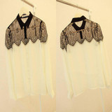 New 2018 Fashion Women Ladies Vintage Chiffion Blouses Shirts Long Sleeve Tops Blusas haut dentelle Lace Blouse chemise femme