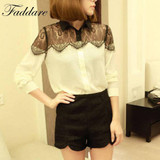 New 2018 Fashion Women Ladies Vintage Chiffion Blouses Shirts Long Sleeve Tops Blusas haut dentelle Lace Blouse chemise femme