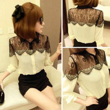 New 2018 Fashion Women Ladies Vintage Chiffion Blouses Shirts Long Sleeve Tops Blusas haut dentelle Lace Blouse chemise femme