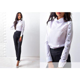 New 2018 Fashion Striped Button Casual Women tops and Blouses Long Sleeve Turn Down Collar Shirt Vintage OL Tops Female