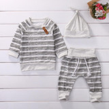 New 2018 Fashion Baby Clothing Sets Infant Baby Striped Tops T-shirt+Pants+Hat 3pcs Outfits Set Newborn Baby Boys Girls Clothes