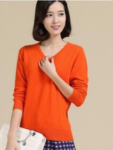 New 2018 Autumn-Spring Fashion Women Sexy V-neck Knit candy color Sweater Outerwear Pullover Tops Knitted Cashmere Sweater Women