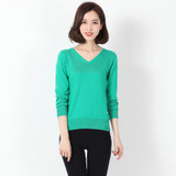 New 2018 Autumn-Spring Fashion Women Sexy V-neck Knit candy color Sweater Outerwear Pullover Tops Knitted Cashmere Sweater Women