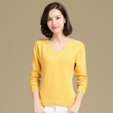 New 2018 Autumn-Spring Fashion Women Sexy V-neck Knit candy color Sweater Outerwear Pullover Tops Knitted Cashmere Sweater Women