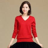 New 2018 Autumn-Spring Fashion Women Sexy V-neck Knit candy color Sweater Outerwear Pullover Tops Knitted Cashmere Sweater Women