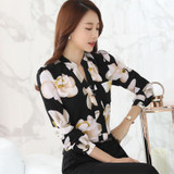 New 2018 Autumn Fashion V-Neck Chiffon Blouses Slim Women Chiffon Blouse Office Work Wear shirts Women Tops Plus Size Blusas