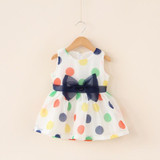 2017 Baby Girls Dress Summer Baby Bow Chiffon Dress Infant Sleeveless Dot Dress 1 Year Birthday Girls Dresses Baby Girl Clothes