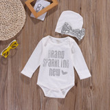 2017 baby Girls clothing sets Sequin Infant Newborn Baby Girls Romper+Hat Jumpsuit Clothes Outfit Set