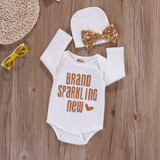 2017 baby Girls clothing sets Sequin Infant Newborn Baby Girls Romper+Hat Jumpsuit Clothes Outfit Set