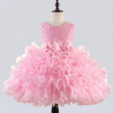 2017 Baby Girl Formal Wear Dress Children Kids Prom Red Dresses For Girls Clothes Flower Girl Party Dress Wedding Ball Gown