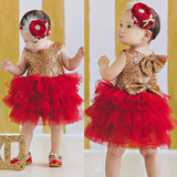 2017 Baby Flower Girl Sequins Sleevless Dress Bow Tulle Tutu Party Formal Dresses Christmas Dress Costume