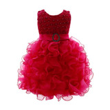 2017 Baby Christening First Birthday Dress Kids Clothes Ruffles Lace Princess Dresses Girls Wedding Party Tutu Dress H2