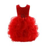 2017 Baby Christening First Birthday Dress Kids Clothes Ruffles Lace Princess Dresses Girls Wedding Party Tutu Dress H2