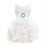 2017 Baby Christening First Birthday Dress Kids Clothes Ruffles Lace Princess Dresses Girls Wedding Party Tutu Dress H2